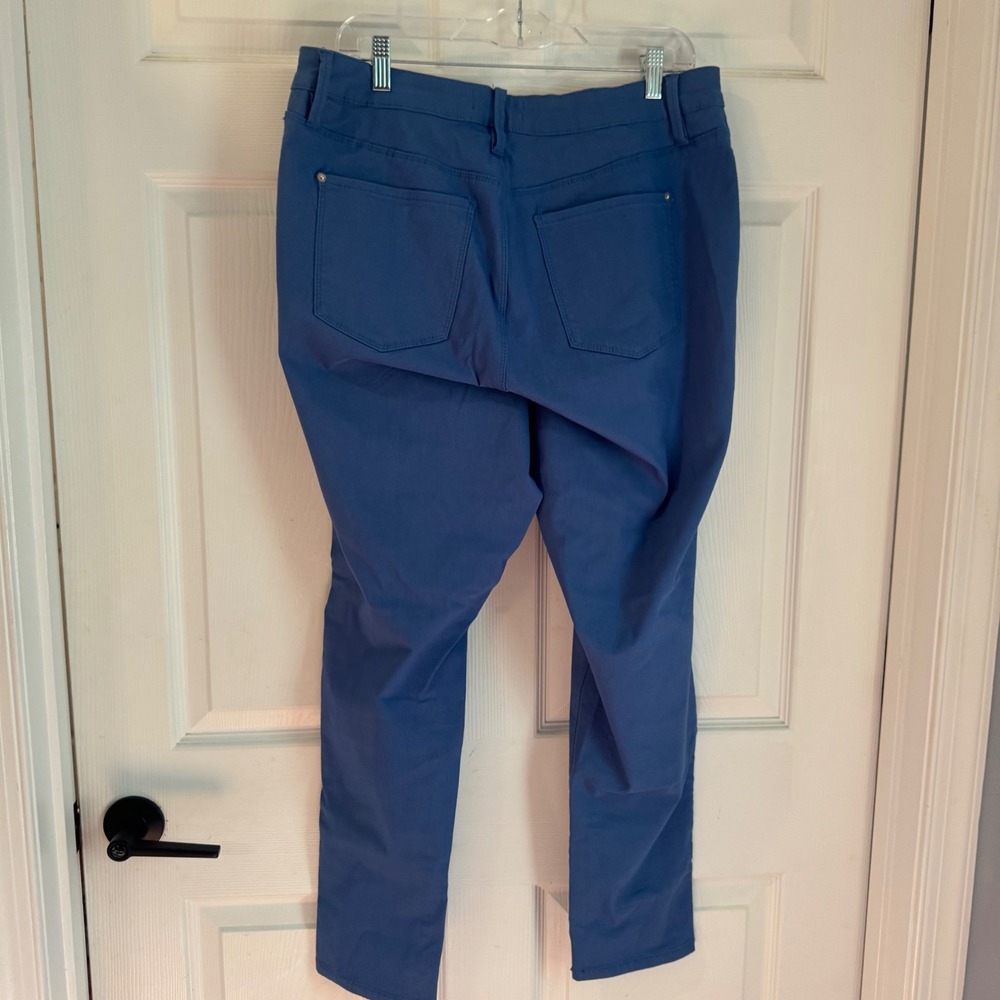 YMI Pants Women 2X Blue Cotton Blend Stretch 5-Pocket Mid Rise Slim Straight - Picture 2 of 7